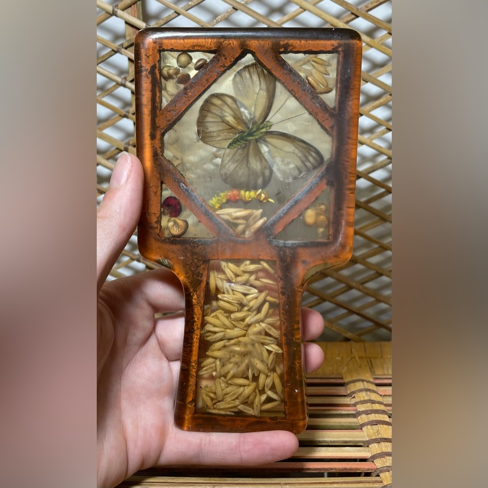 1970’s Lucite Mid Century Butterfly Seeds Rice Spoon Rest